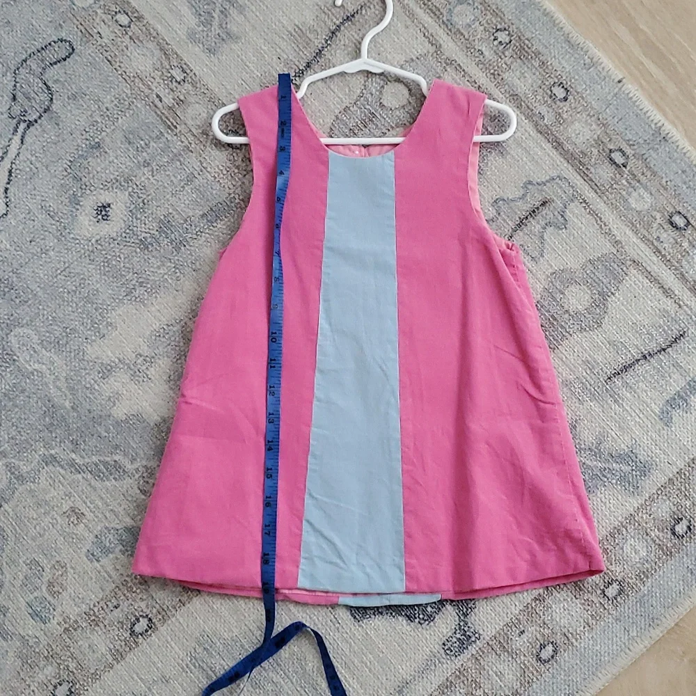 The Beaufort Bonnet Company Girls Pink And Blue Corduroy Jumper Dress Sz3T
